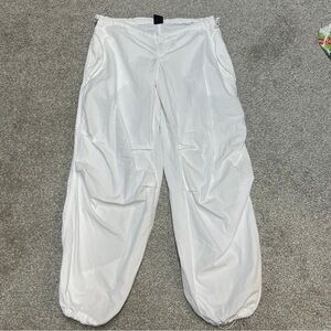 iets frans Pants Womens XXS White Parachute Baggy Adjustable Waist Urban Y2K